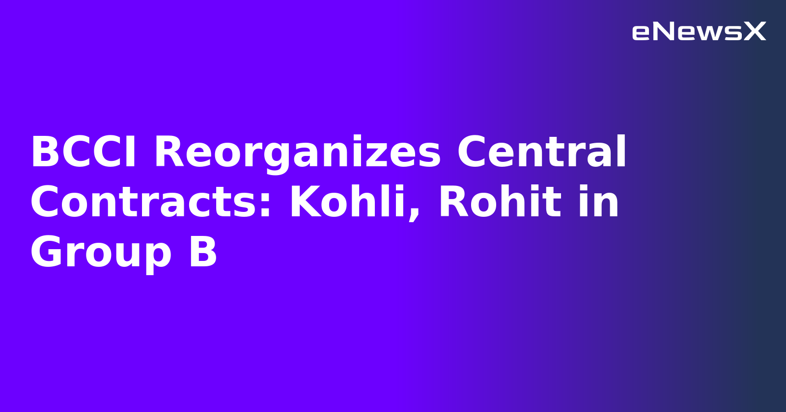 BCCI Reorganizes Central Contracts: Kohli, Rohit in Group B