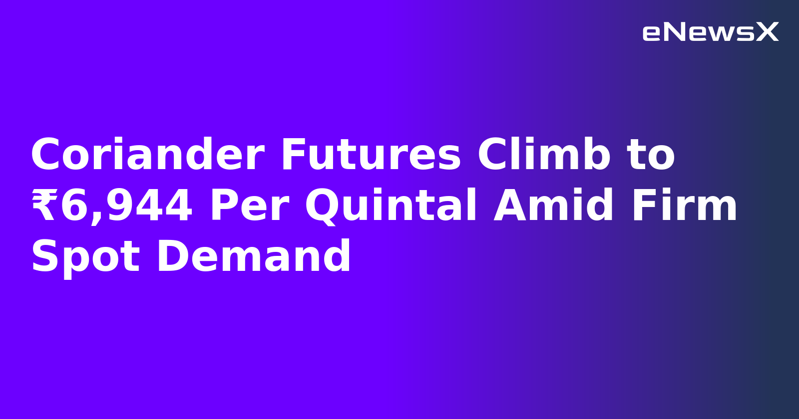 Coriander Futures Climb to ₹6,944 Per Quintal Amid Firm Spot Demand