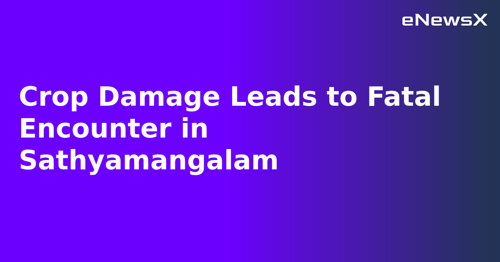 Crop Damage Leads to Fatal Encounter in Sathyamangalam