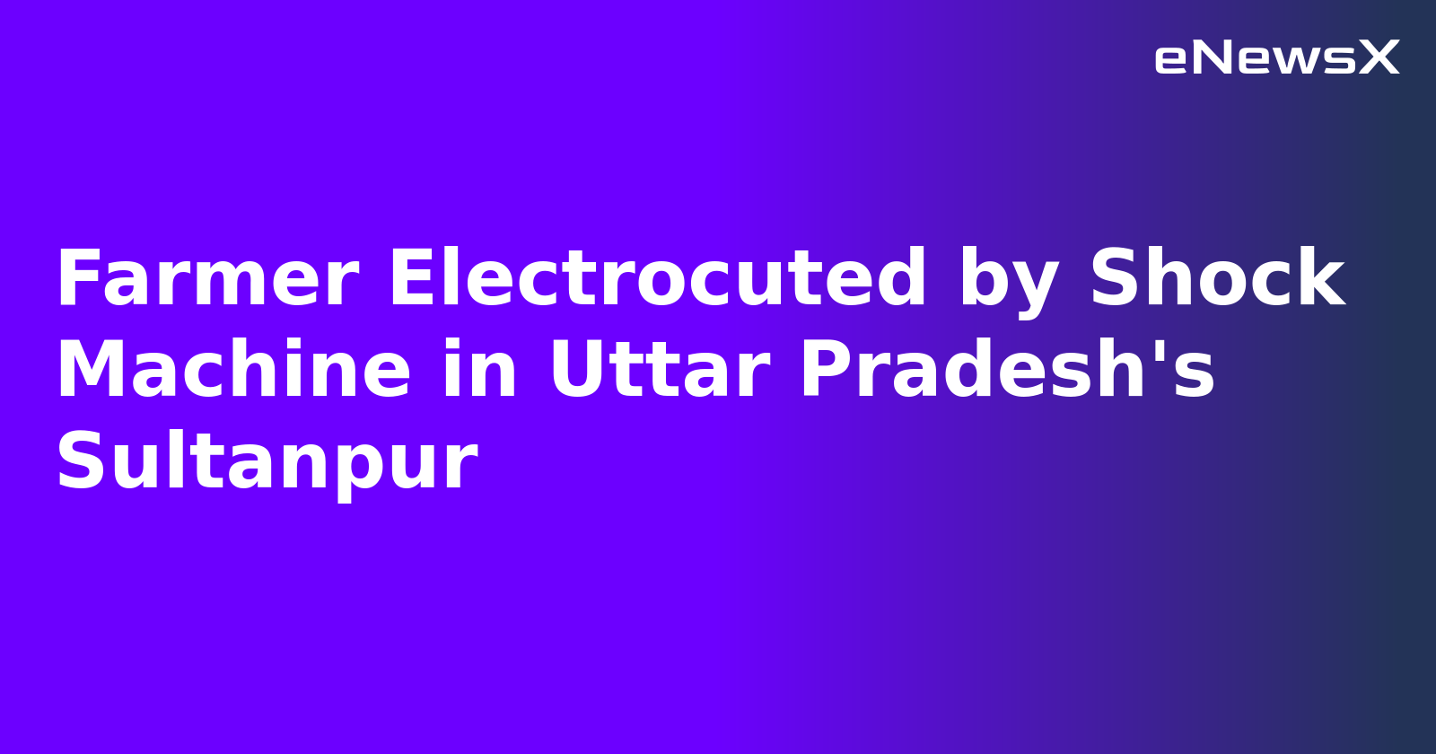 Farmer Electrocuted by Shock Machine in Uttar Pradesh's Sultanpur