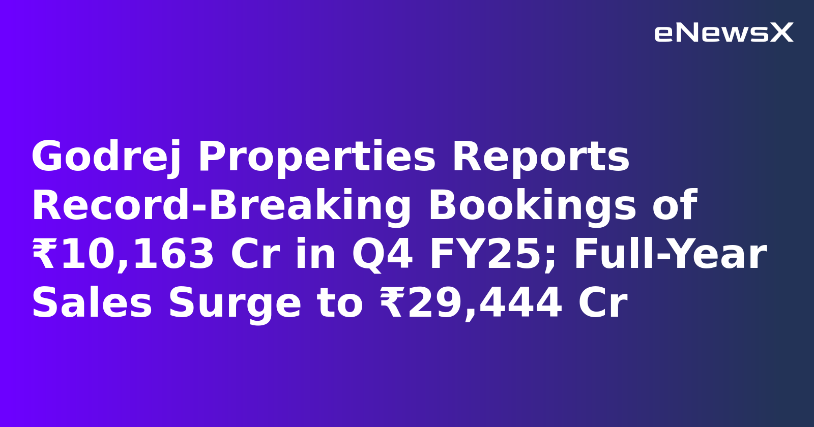 Godrej Properties Reports Record-Breaking Bookings of ₹10,163 Cr in Q4 FY25; Full-Year Sales Surge to ₹29,444 Cr