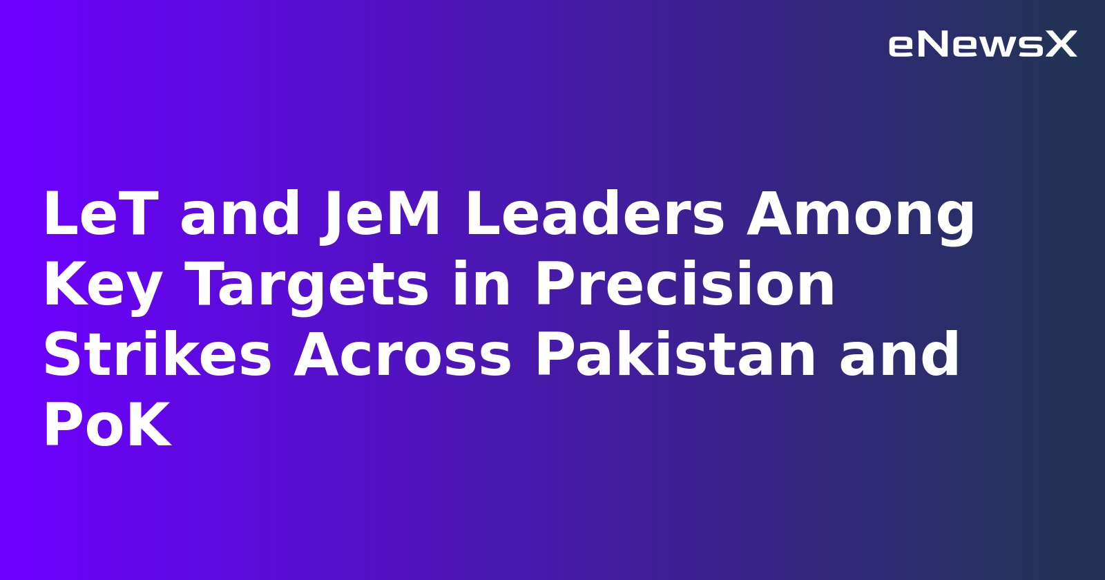 Five Top Terrorists Eliminated in Indian Strikes Under Operation Sindoor