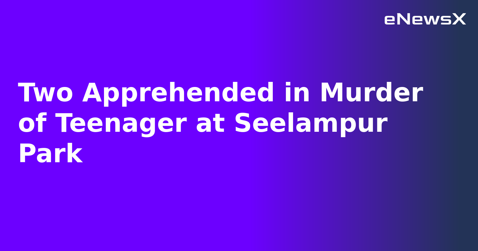 Two Apprehended in Murder of Teenager at Seelampur Park