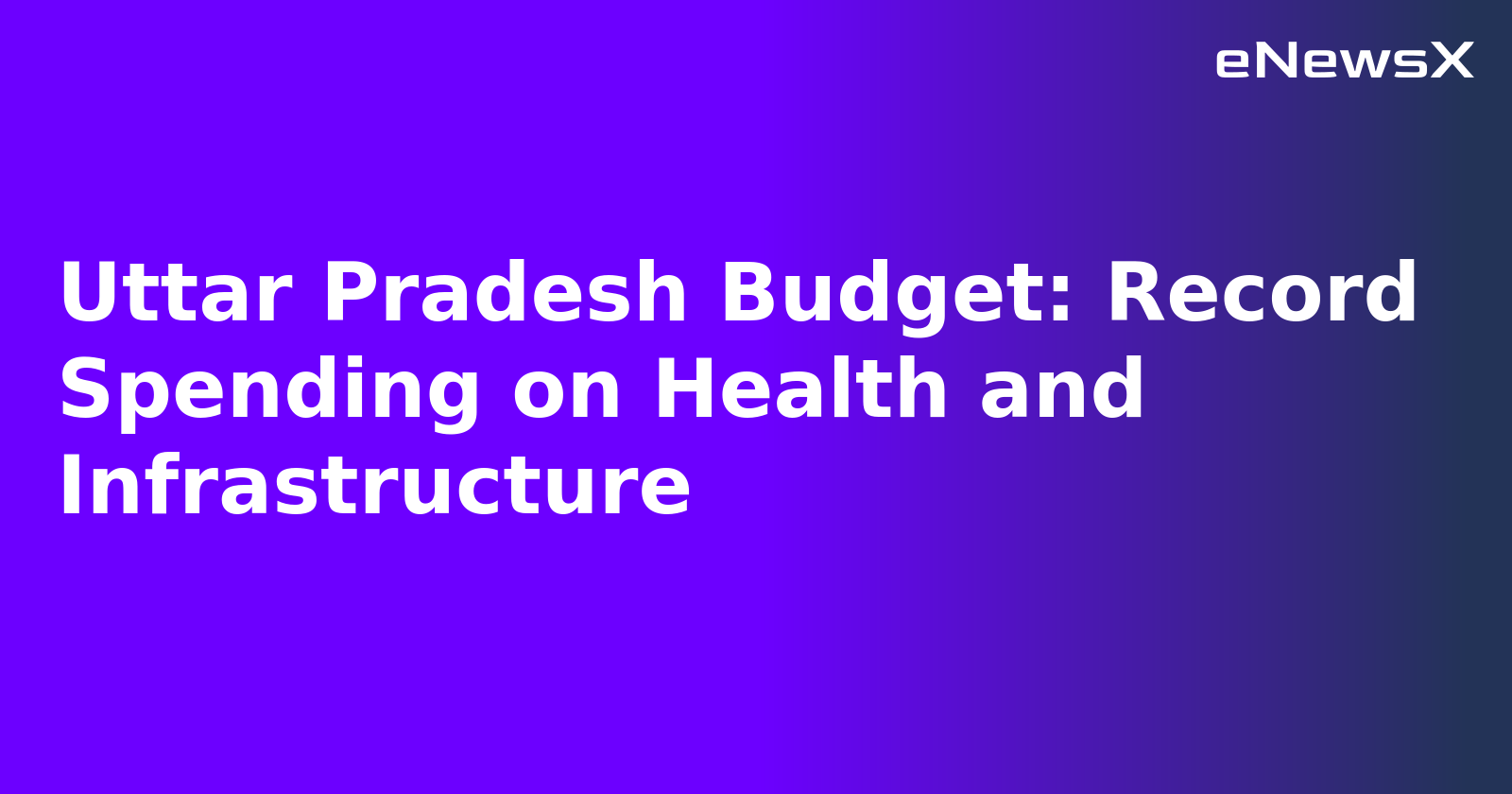 Uttar Pradesh Budget: Record Spending on Health and Infrastructure