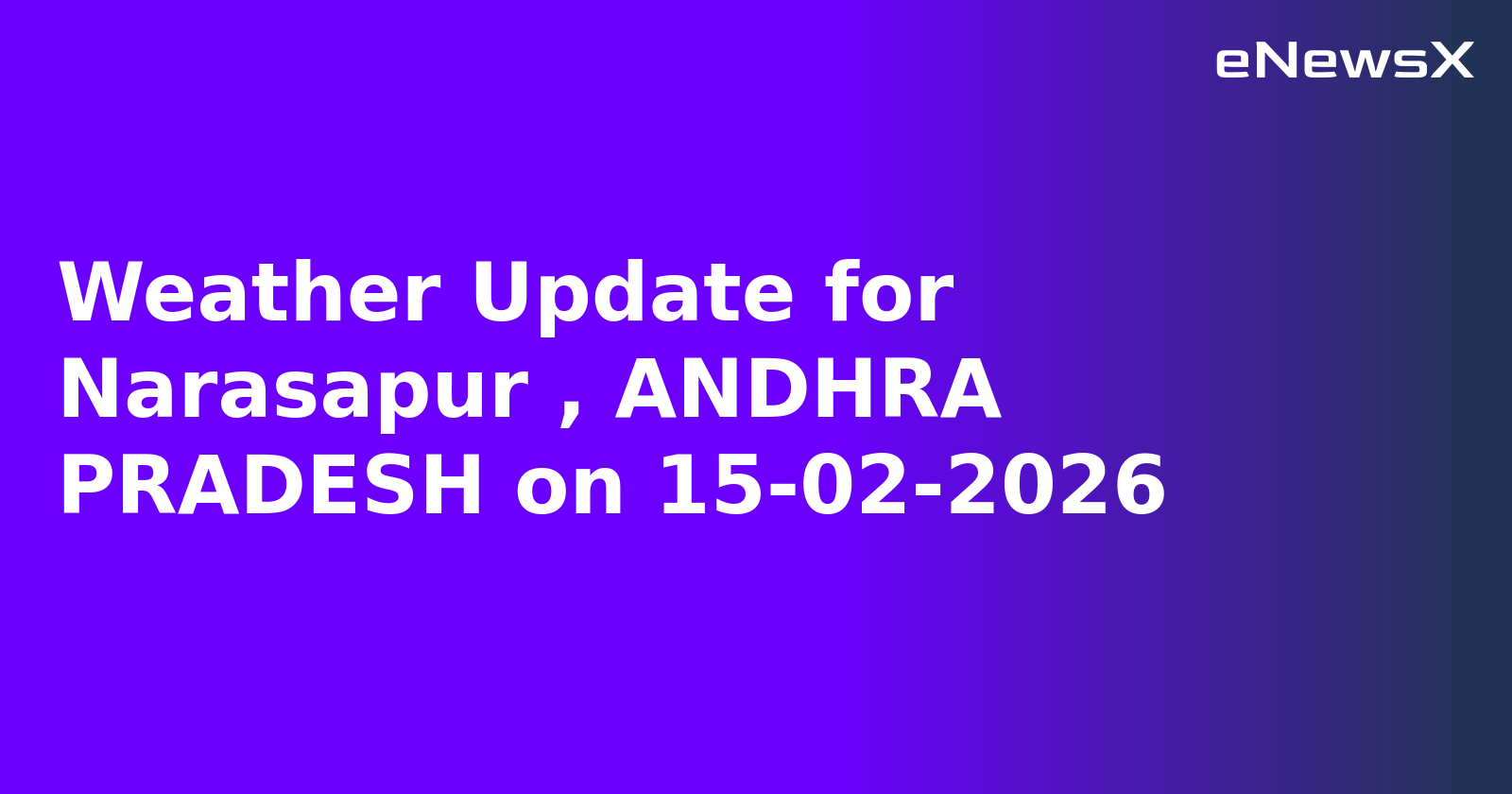 Weather Update for Narasapur , ANDHRA PRADESH on 15-02-2026