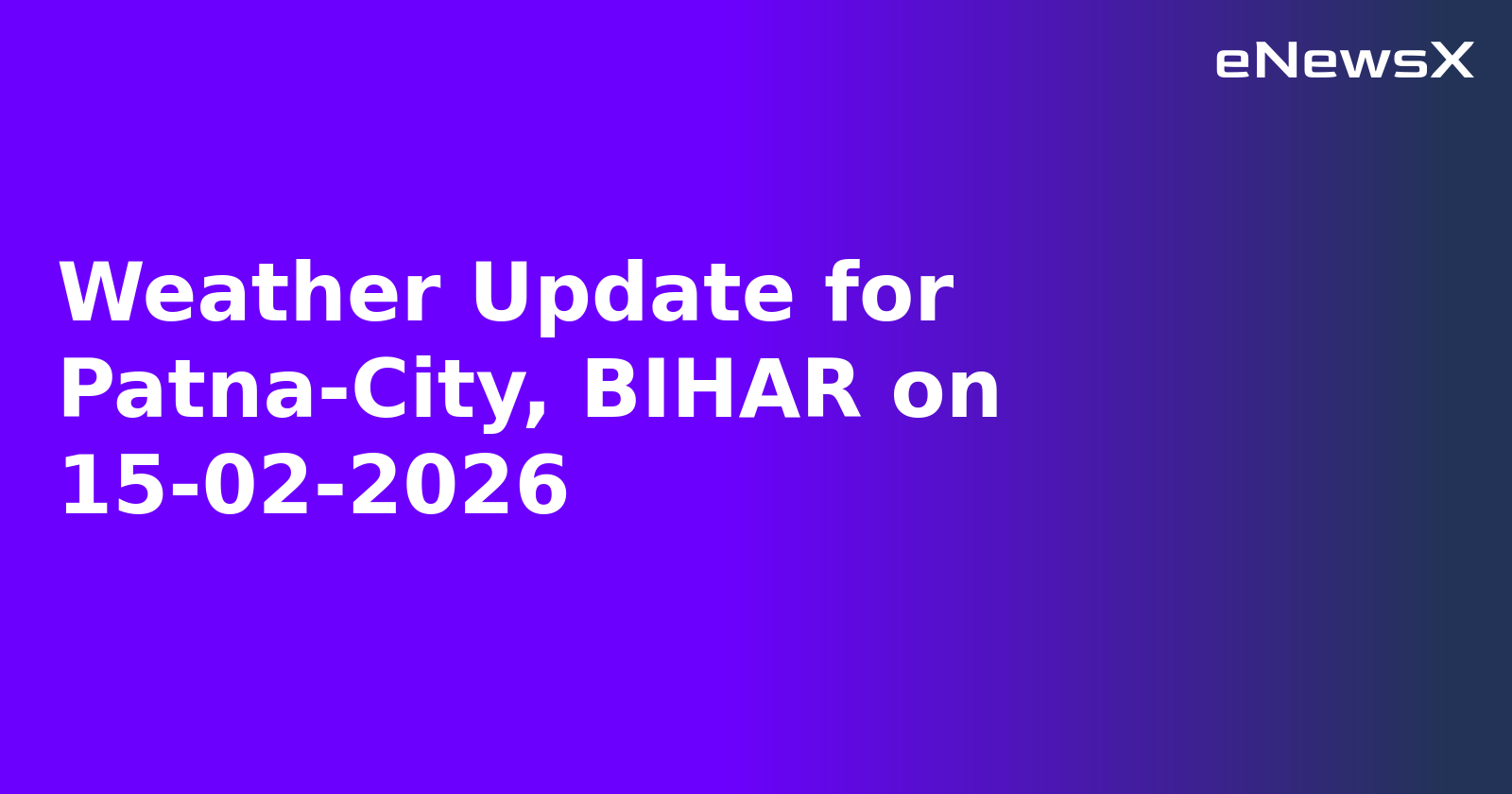 Weather Update for Patna-City, BIHAR on 15-02-2026