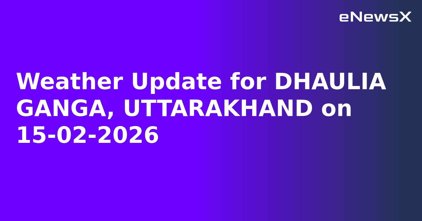 Weather Update for DHAULIA GANGA, UTTARAKHAND on 15-02-2026