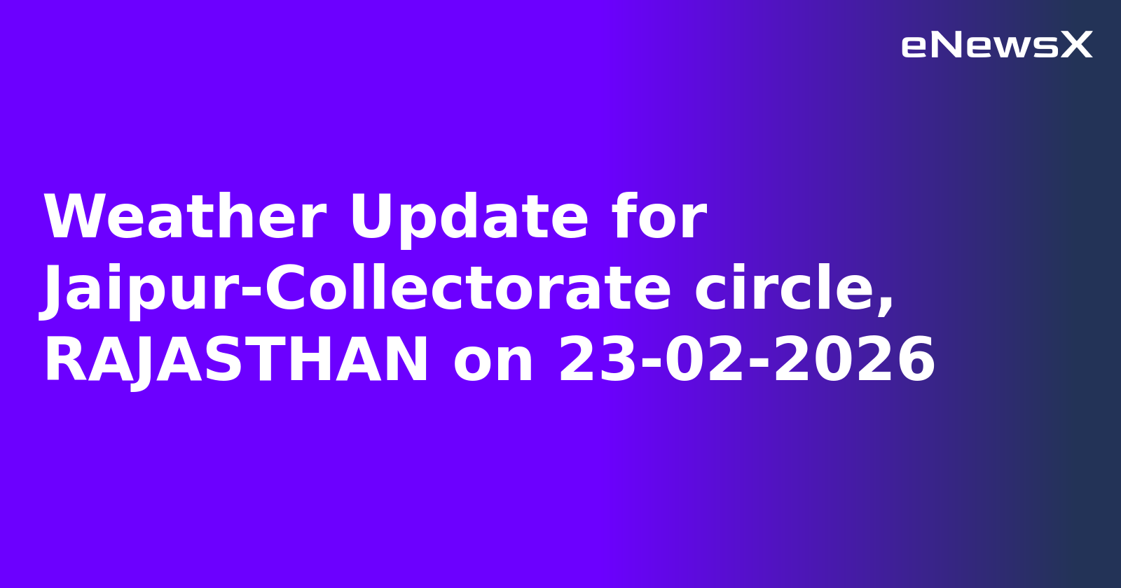 Weather Update for Jaipur-Collectorate circle, RAJASTHAN on 23-02-2026