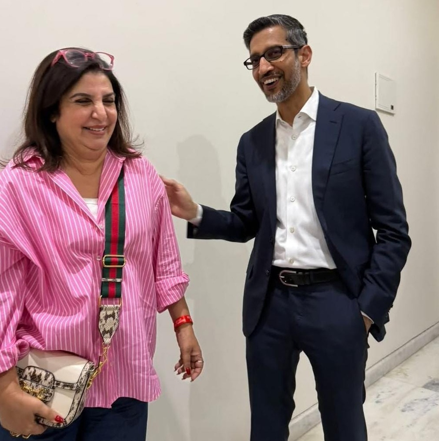 Farah Khan's Lighthearted Meeting with Google CEO Sundar Pichai.webp
