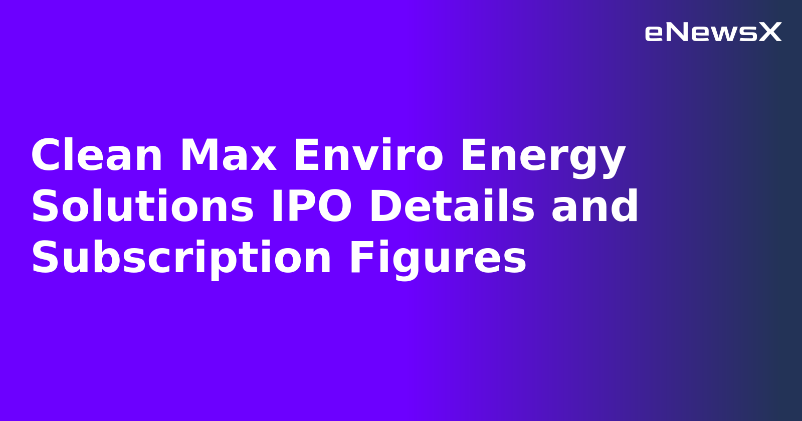 Clean Max Enviro Energy Solutions IPO Details and Subscription Figures.webp