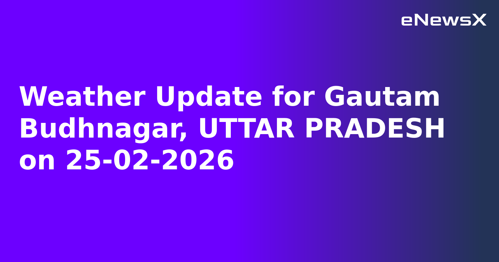 Weather Update for Gautam Budhnagar, UTTAR PRADESH on 25-02-2026