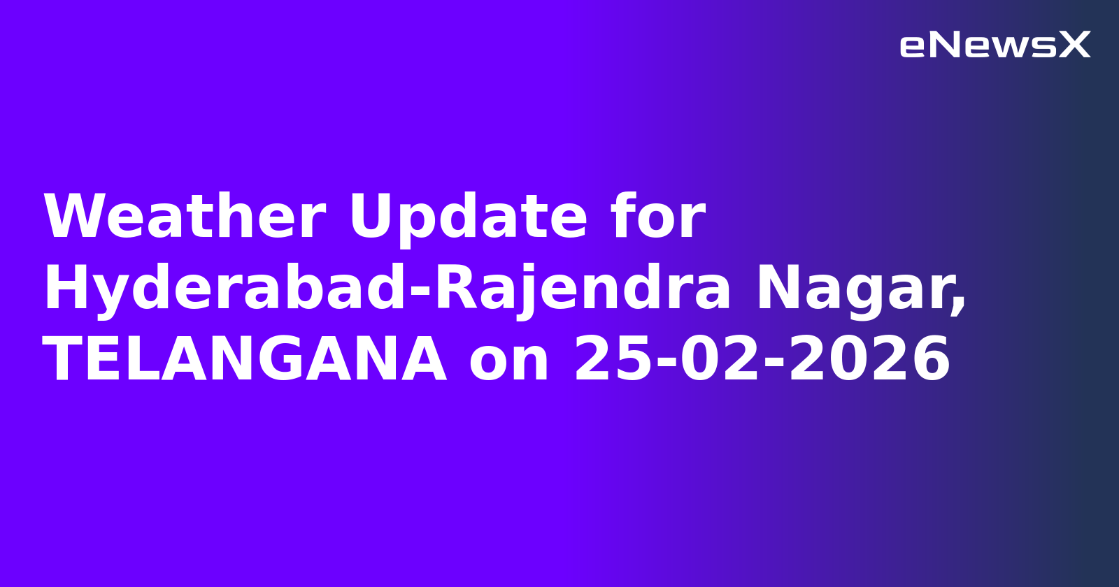 Weather Update for Hyderabad-Rajendra Nagar, TELANGANA on 25-02-2026