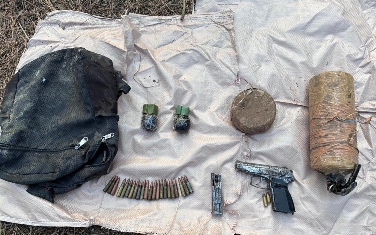 IEDs, Chinese Grenades, and a Pistol Recovered in J&K Forest.webp