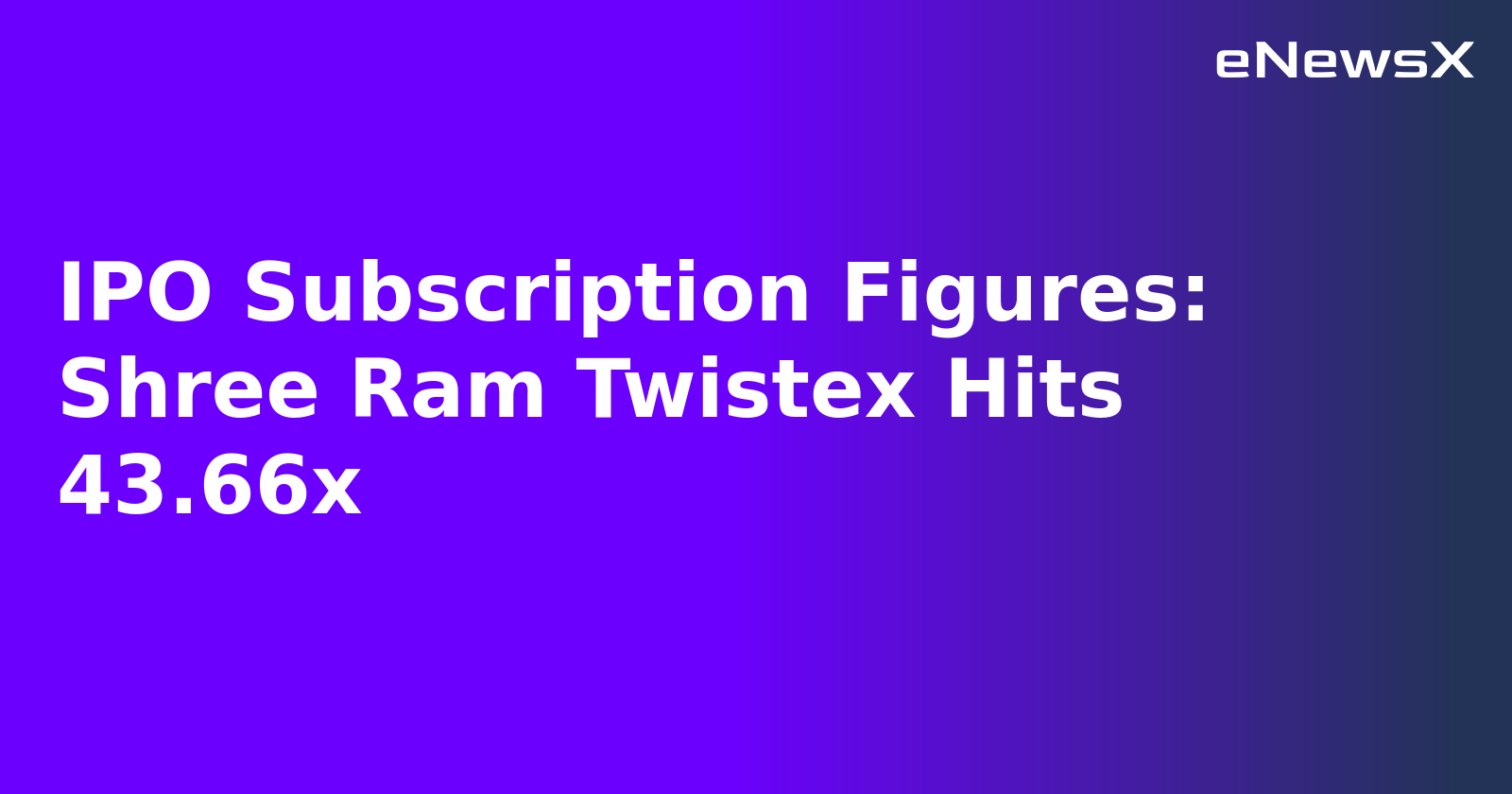 IPO Subscription Figures: Shree Ram Twistex Hits 43.66x