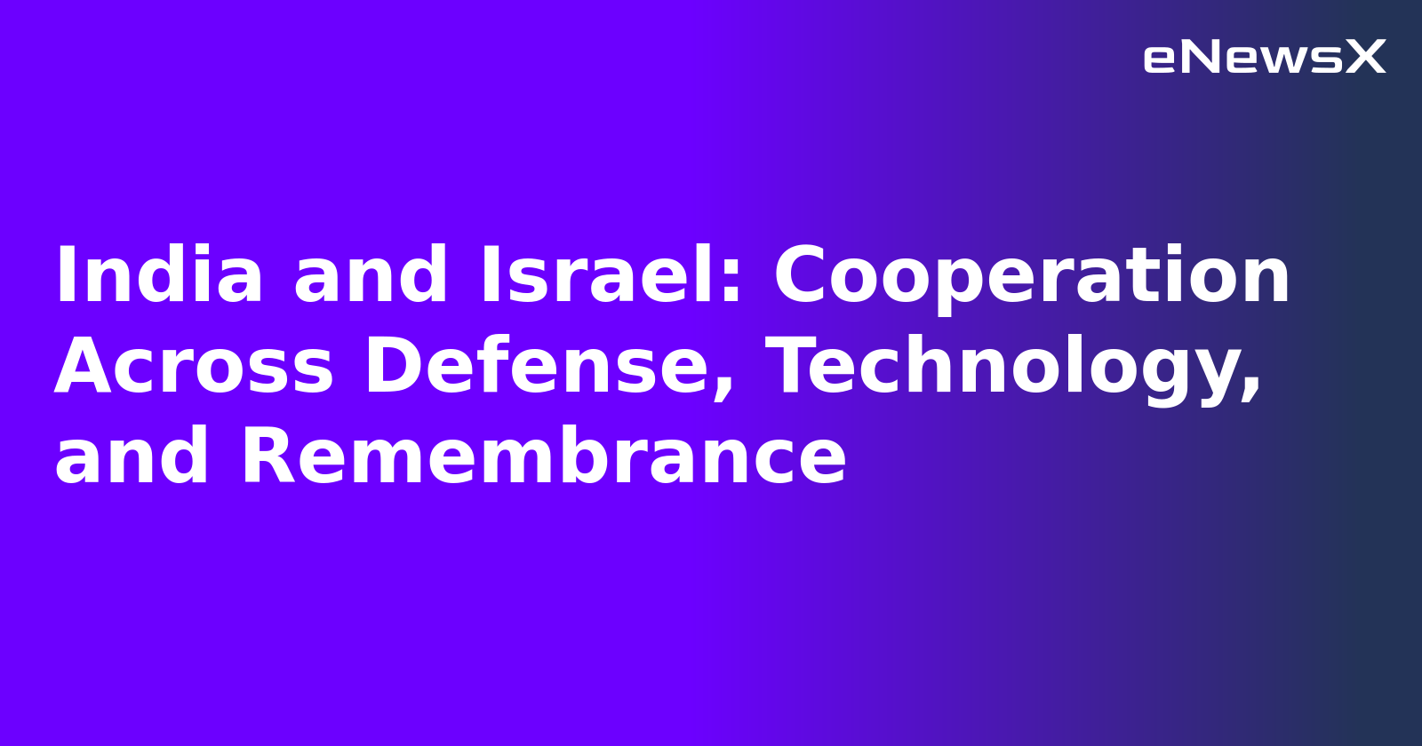 India and Israel: Cooperation Across Defense, Technology, and Remembrance.webp