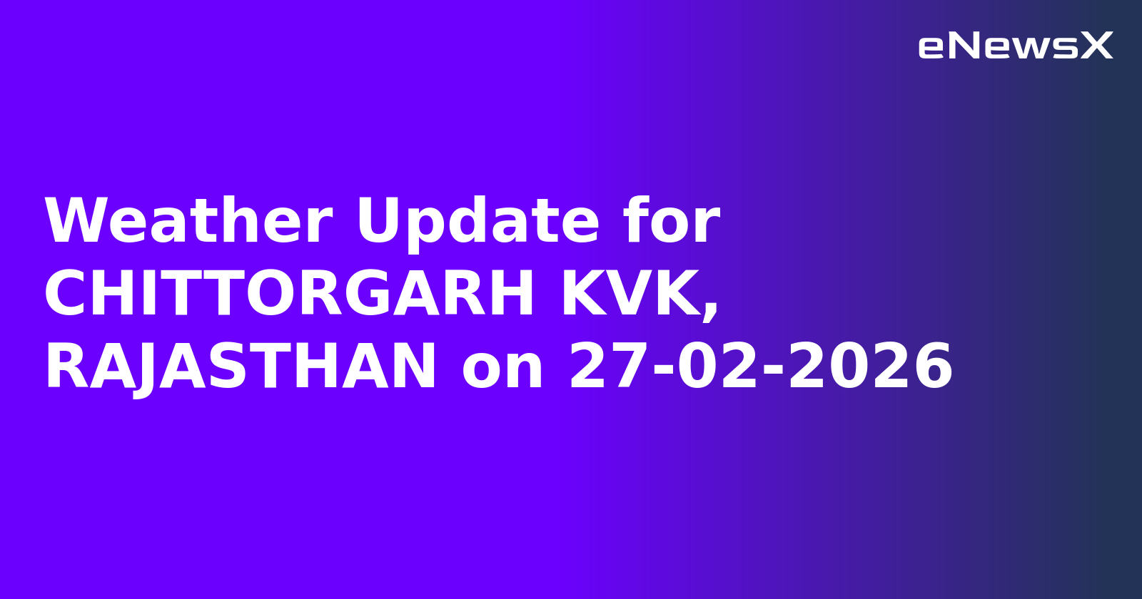 Weather Update for CHITTORGARH KVK, RAJASTHAN on 27-02-2026