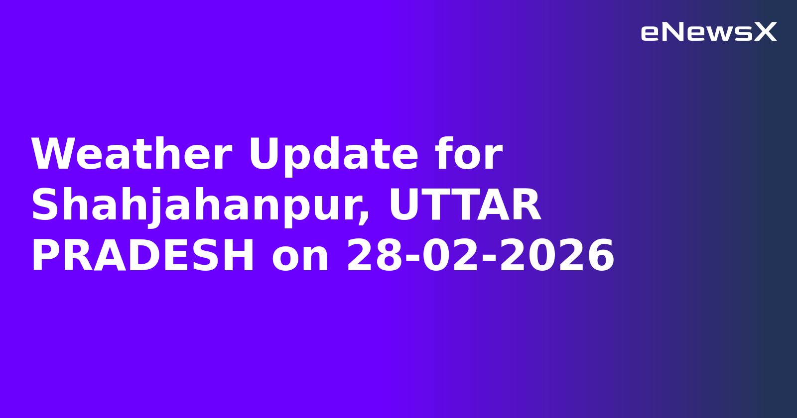 Weather Update for Shahjahanpur, UTTAR PRADESH on 28-02-2026
