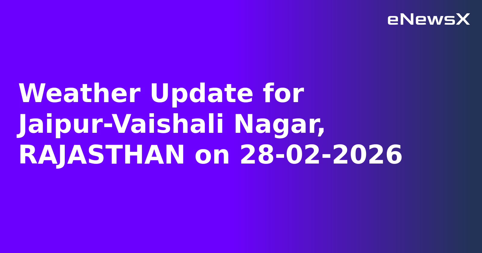 Weather Update for Jaipur-Vaishali Nagar, RAJASTHAN on 28-02-2026