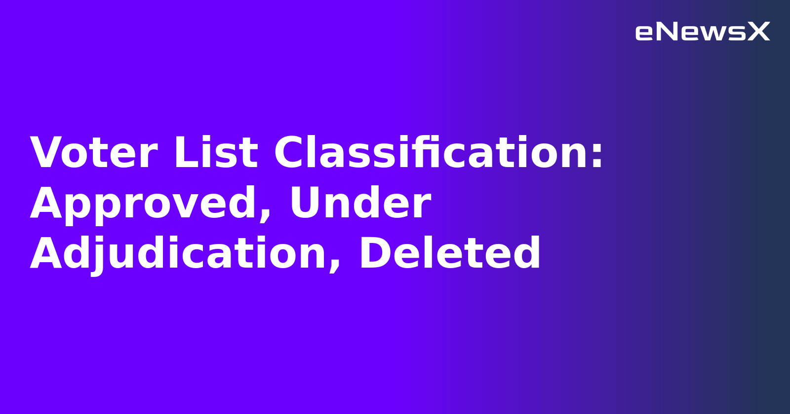 Voter List Classification: Approved, Under Adjudication, Deleted