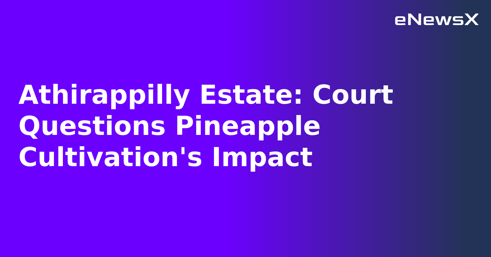 Athirappilly Estate: Court Questions Pineapple Cultivation's Impact.webp