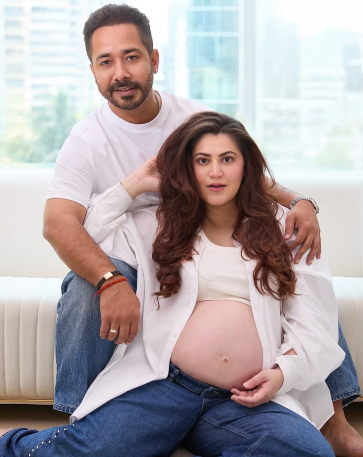 Shivaleeka Oberoi and Abhishek Pathak Balance 'Drishyam 3' Shoot with Maternity Photoshoot.webp