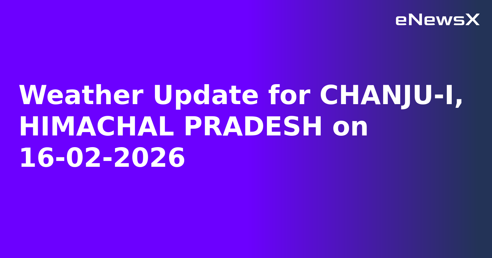 Weather Update for CHANJU-I, HIMACHAL PRADESH on 16-02-2026