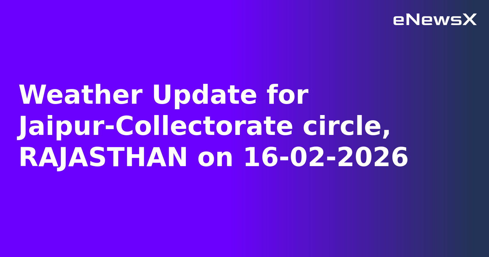 Weather Update for Jaipur-Collectorate circle, RAJASTHAN on 16-02-2026