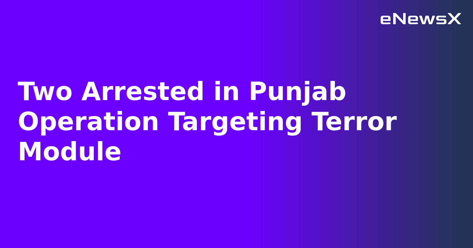 Two Arrested in Punjab Operation Targeting Terror Module