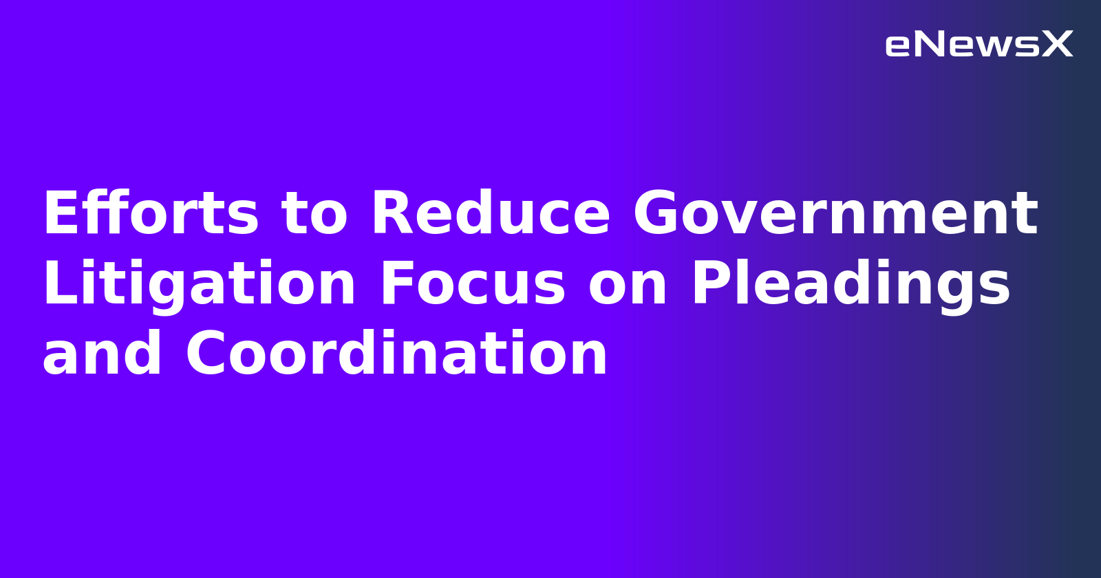 Efforts to Reduce Government Litigation Focus on Pleadings and Coordination