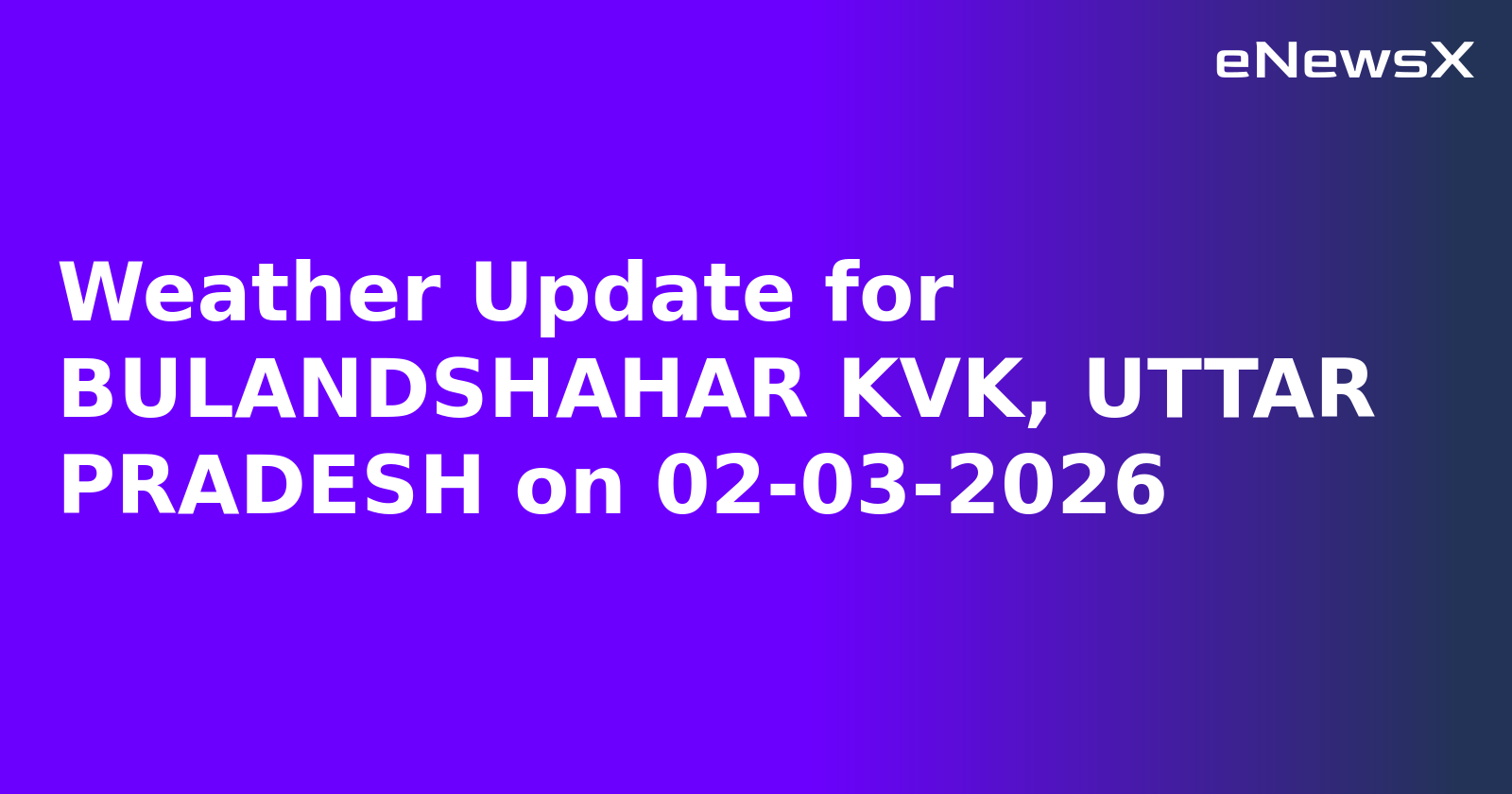 Weather Update for BULANDSHAHAR KVK, UTTAR PRADESH on 02-03-2026