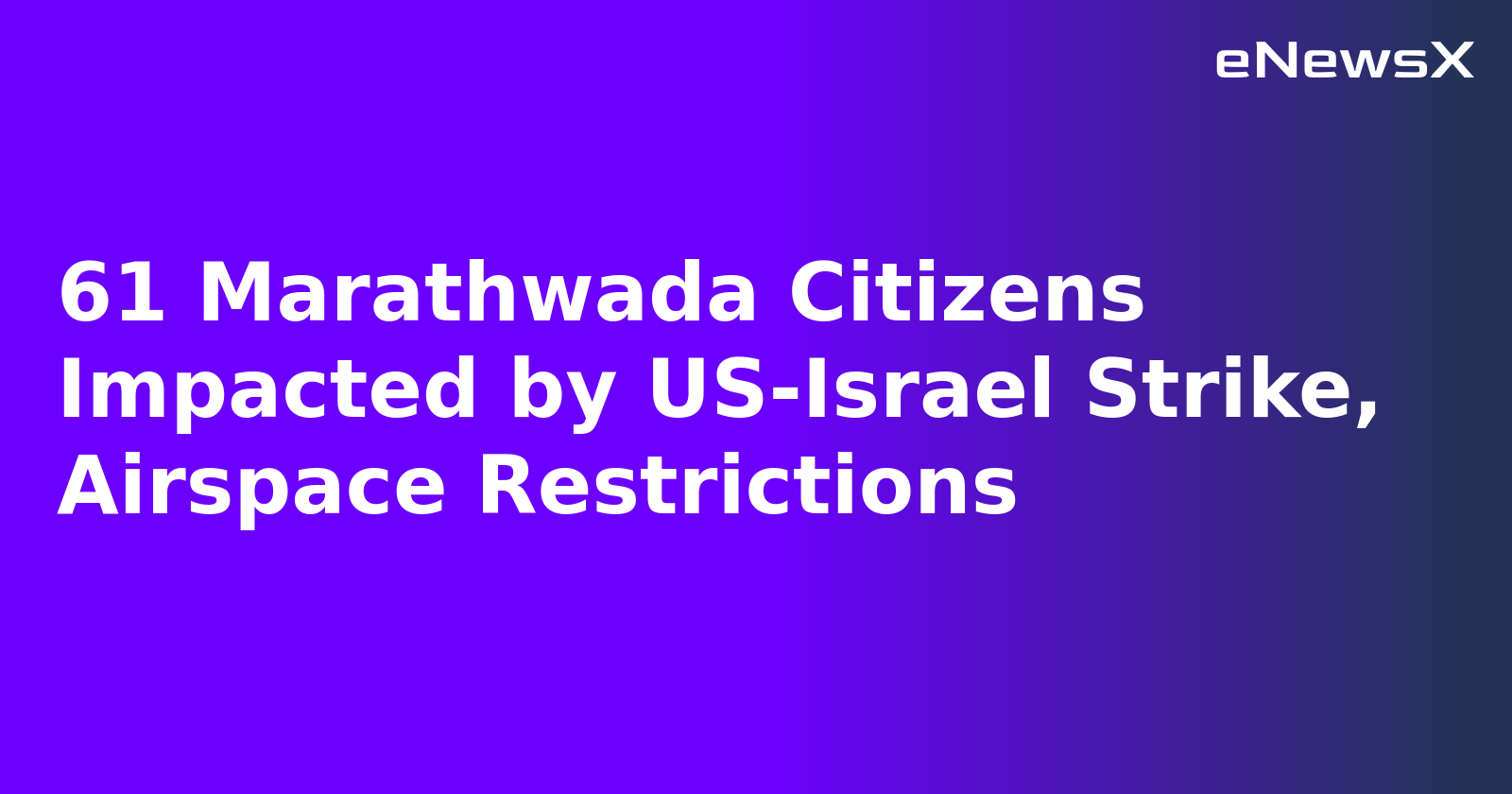 61 Marathwada Citizens Impacted by US-Israel Strike, Airspace Restrictions