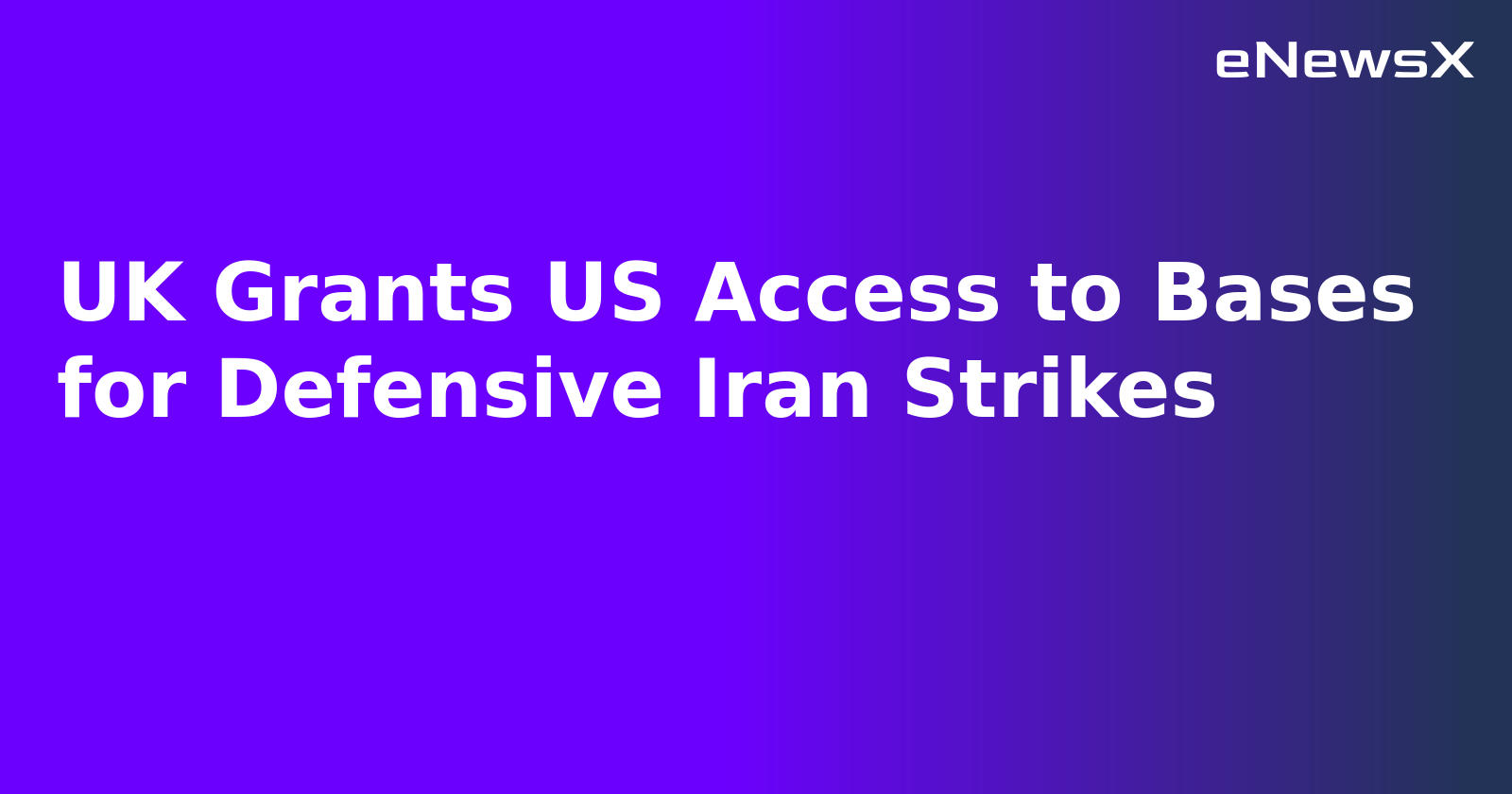 UK Grants US Access to Bases for Defensive Iran Strikes