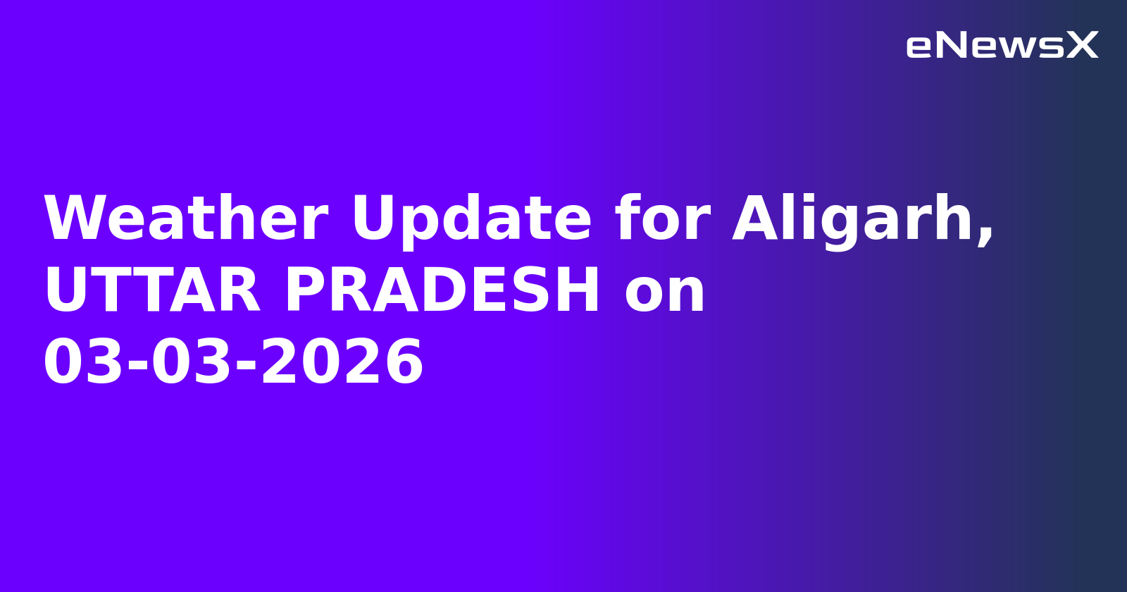 Weather Update for Aligarh, UTTAR PRADESH on 03-03-2026