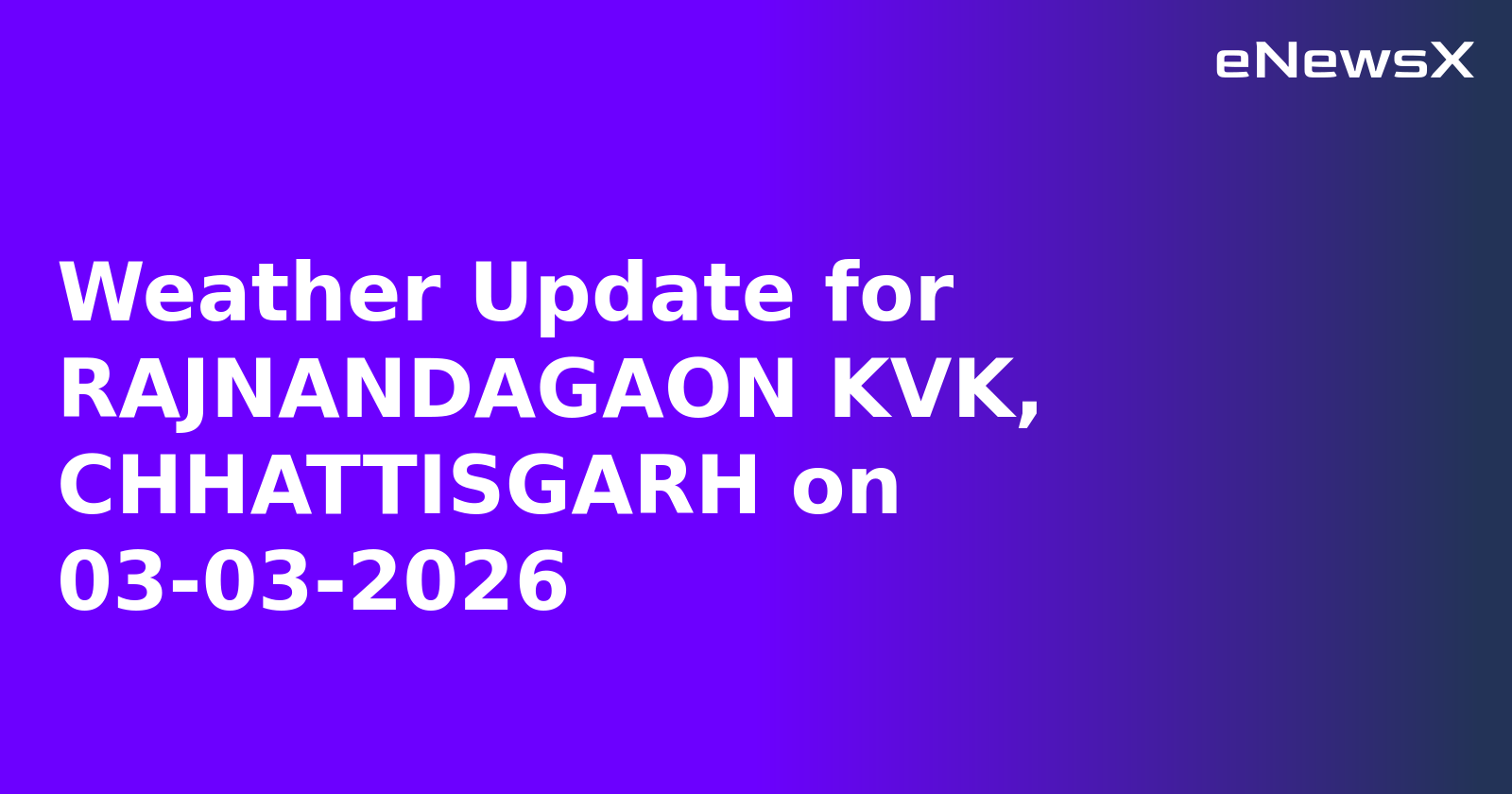 Weather Update for RAJNANDAGAON KVK, CHHATTISGARH on 03-03-2026