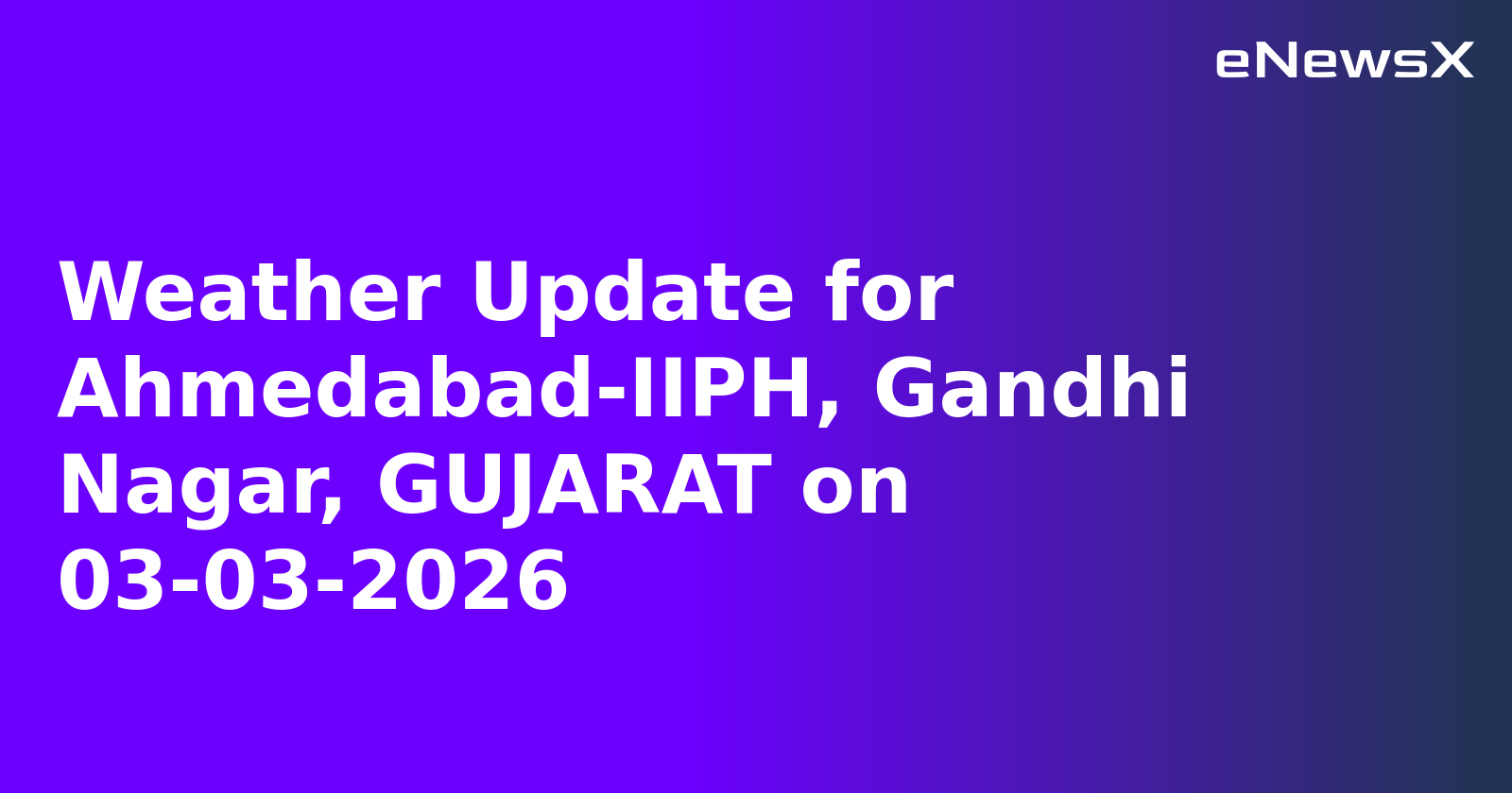Weather Update for Ahmedabad-IIPH, Gandhi Nagar, GUJARAT on 03-03-2026
