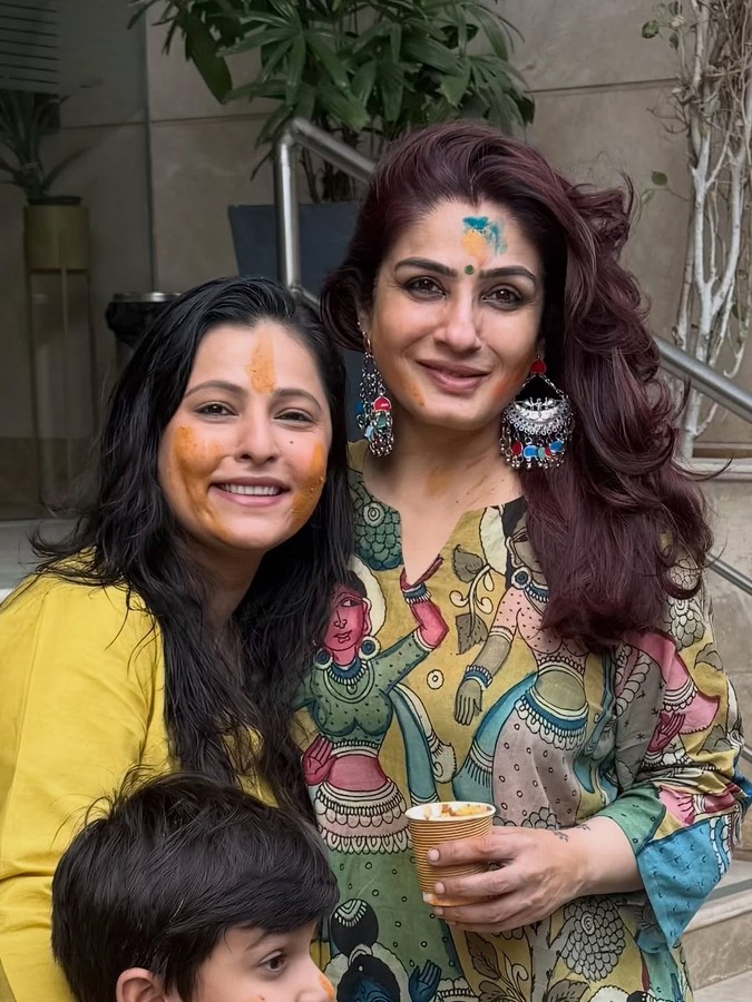 Actress Raveena Tandon Marks Holi with Family and Rescue Animals.webp
