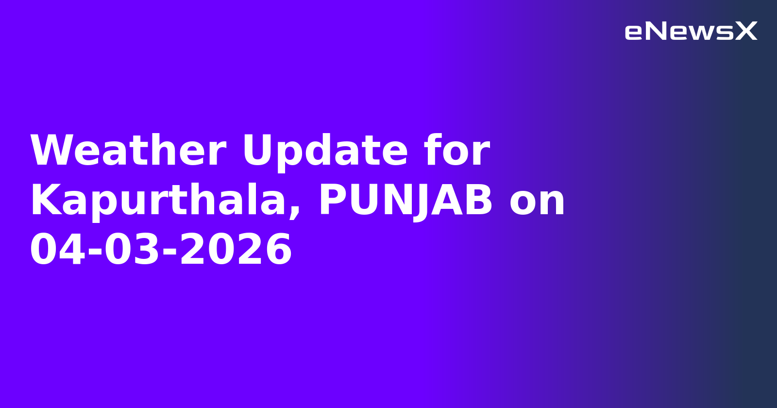 Weather Update for Kapurthala, PUNJAB on 04-03-2026