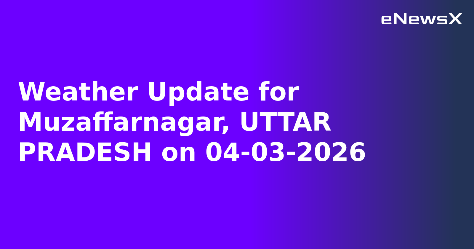 Weather Update for Muzaffarnagar, UTTAR PRADESH on 04-03-2026