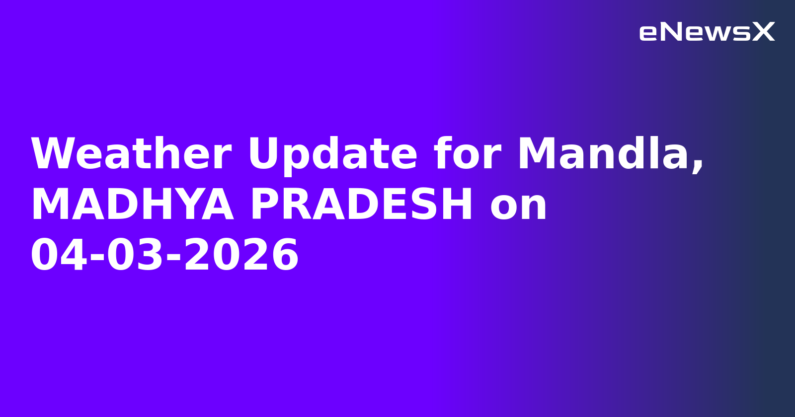 Weather Update for Mandla, MADHYA PRADESH on 04-03-2026
