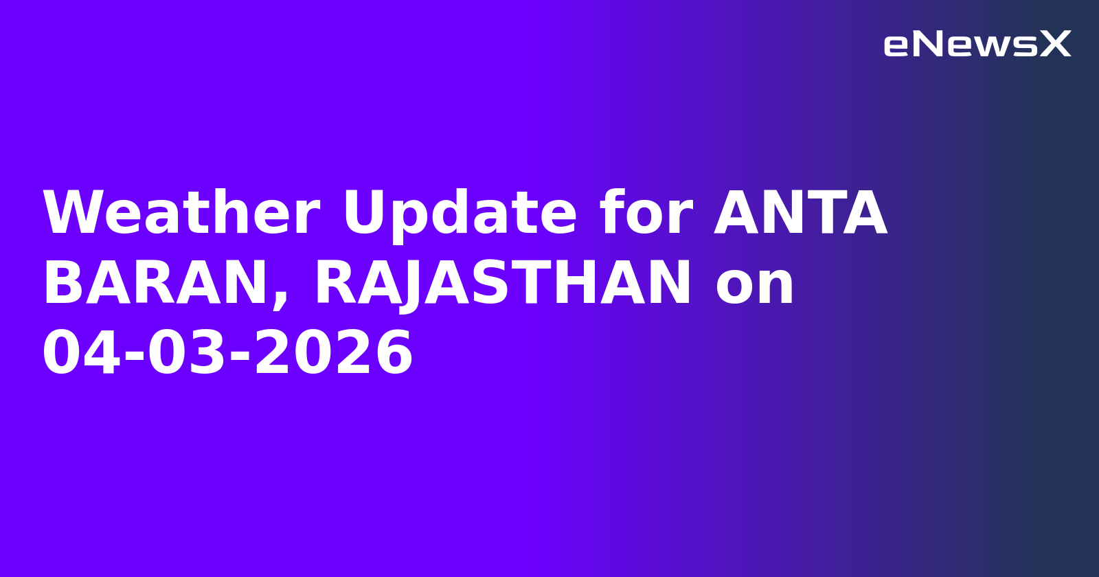 Weather Update for ANTA BARAN, RAJASTHAN on 04-03-2026