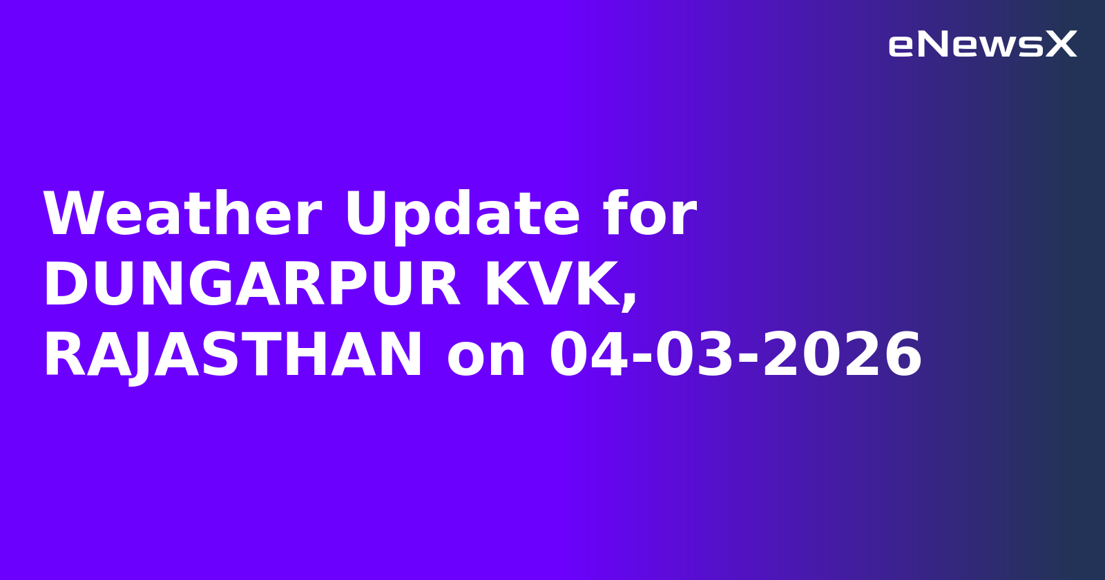 Weather Update for DUNGARPUR KVK, RAJASTHAN on 04-03-2026
