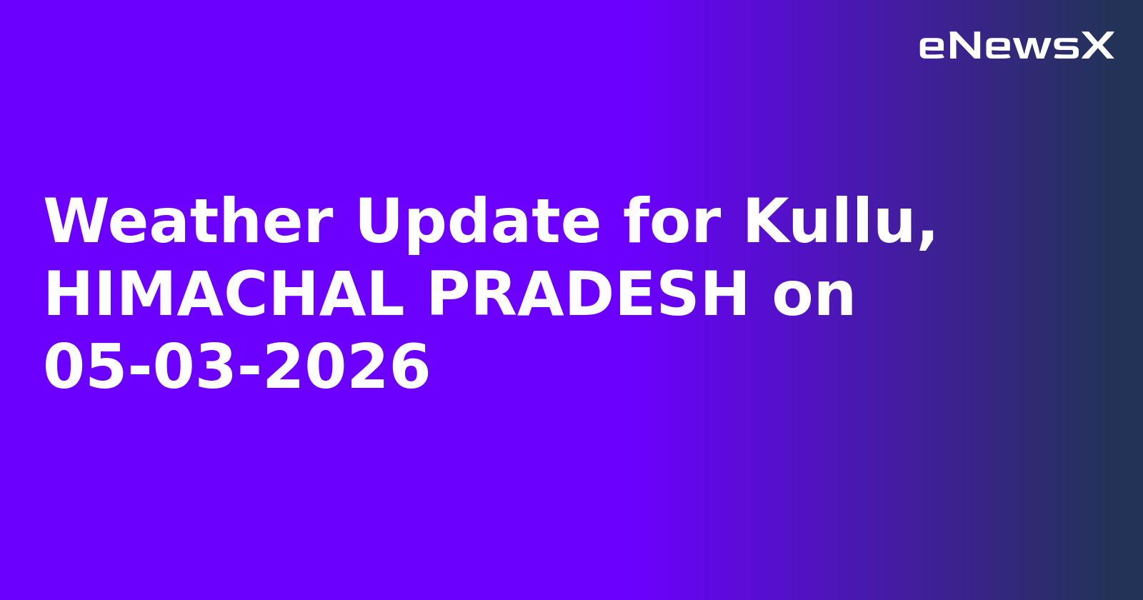 Weather Update for Kullu, HIMACHAL PRADESH on 05-03-2026