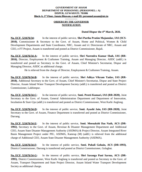 New District Commissioners Appointed in Assam.webp