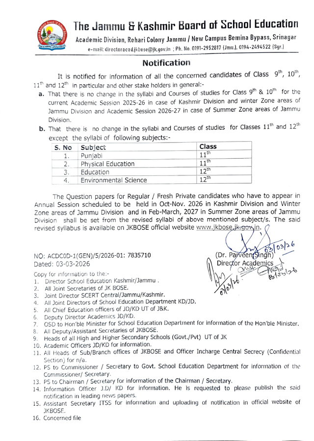 JKBOSE Issues New Syllabi for Classes 9-12 Academic Sessions.webp