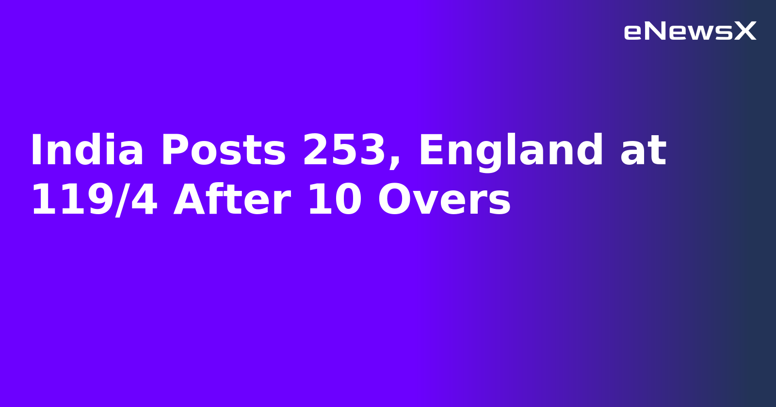 India Posts 253, England at 119/4 After 10 Overs
