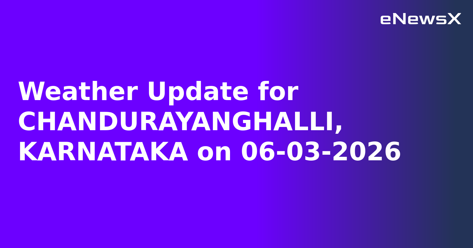 Weather Update for CHANDURAYANGHALLI, KARNATAKA on 06-03-2026