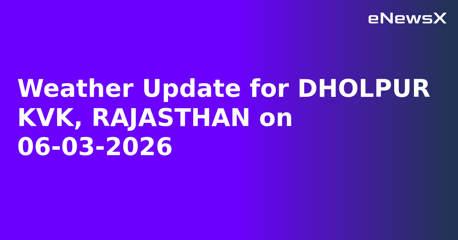 Weather Update for DHOLPUR KVK, RAJASTHAN on 06-03-2026