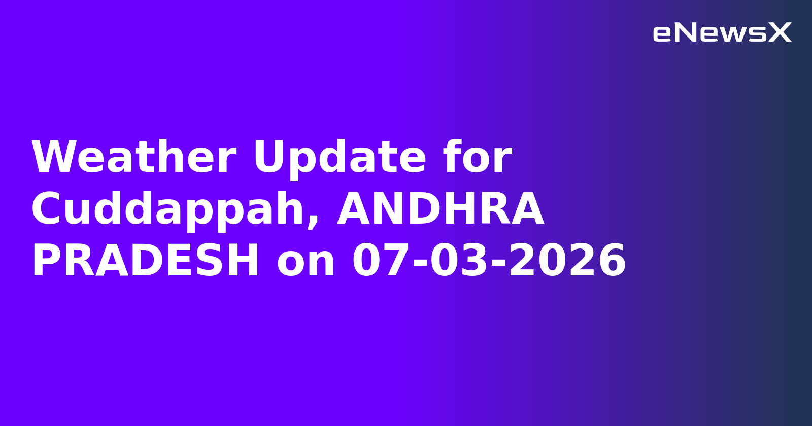 Weather Update for Cuddappah, ANDHRA PRADESH on 07-03-2026