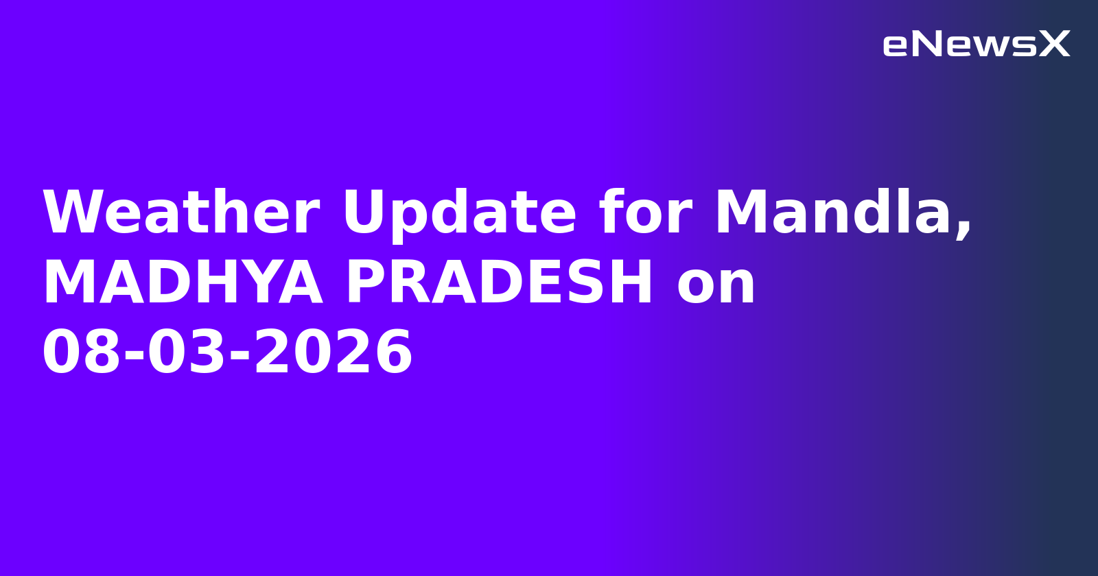 Weather Update for Mandla, MADHYA PRADESH on 08-03-2026