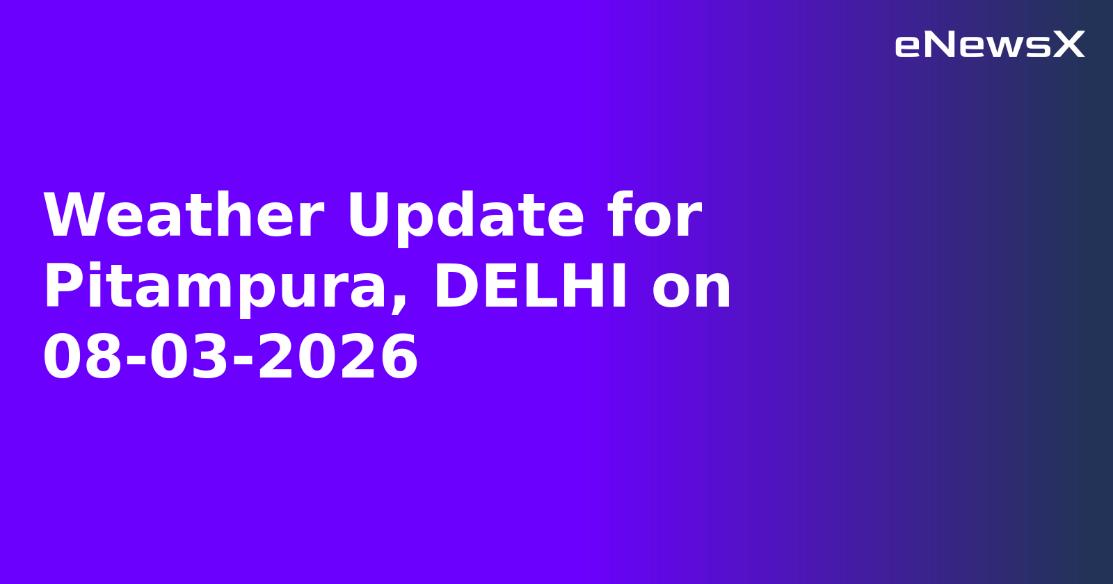 Weather Update for Pitampura, DELHI on 08-03-2026